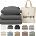 Cloud Scape Linen 100% Egyptian Cotton Sheets Twin Size, 3 Pieces Luxury Bedding Set, 400 Thread Count,Hotel Quality, Silky Soft, Breathable and Durable, Deep Pockets up to 15, Charcoal