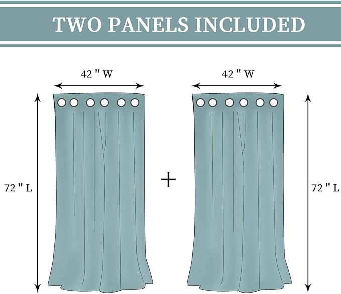 BGment Thermal Insulated 100% Blackout Curtains for Bedroom with Black Liner, Double Layer Full Room Darkening Noise Reducing Grommet Curtain (42 x 72 Inch, Pure White, 2 Panels)