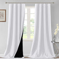 H.VERSAILTEX 100% Blackout Curtains for Bedroom Thermal Insulated Blackout Curtains 96 Inches Long Rod Pocket Window Drapes for Living Room with Black Liner 2 Panels Set, Pure White