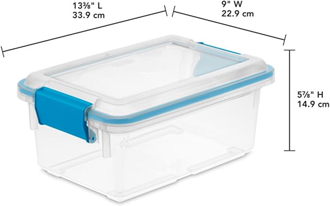 Sterilite 6-Pack Gasket Box, Weather-Resistant Storage Bins with Latching Lids, 7.5 Quart - Heavy-Duty Organizing Containers for Closet, Bathroom, and Office