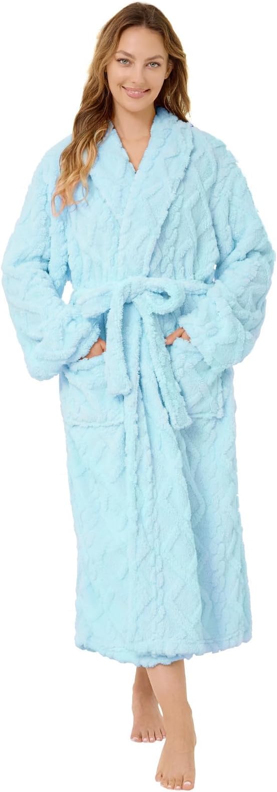 MIZZEO Microfiber Robes for Women, Cozy Soft Warm Plush Women Robe Plush Long Bathrobe