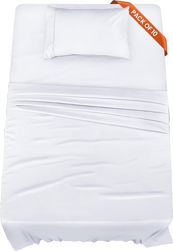 Utopia Bedding Twin XL Bed Sheets Set - Pack of 10 Sheet Sets - Perfect for Spa, Hotel, & Guest Bedroom - Brushed Microfiber - Shrinkage and Fade Resistant - Easy Care (White)