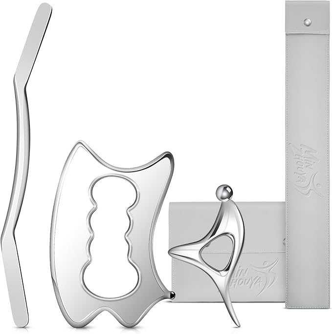 Stainless Steel Gua Sha Tools, 3 in 1 Muscle Scraper Tool, Metal Gua Sha Physical Therapy Equipment, Body Guasha, Myofascial Release,Scraping Tool Physical Therapy, Deep Tissue Massager for Knots