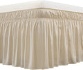 MEILA Wrap Around Bed Skirt Three Fabric Sides Elastic Dust Ruffled 16 Inch Tailored Drop,Easy to Install Fade Resistant-Beige, Twin/Full