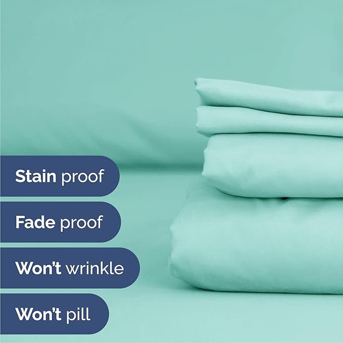 Cal King 6 Piece Sheet Set - Cooling, Comfy & Breathable - Hotel Luxury Bedding, Includes Fitted Sheet for Women, Men, Kids & Teens - 1 Flat, 1 Fitted Sheet, 4 Pillowcases w/Deep Pockets - Spa Blue