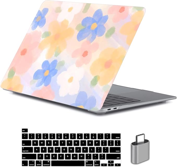 LanBaiLan Compatible for MacBook Pro 13 inch with Touch Bar 2022 2021 2020 2019 2018 2017 2016 Release M1 M2 A2338 A2289 A2251 A2159 A1989 A1706 A1708 Protective Case & Keyboard Cover, Paint Flower
