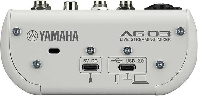 Yamaha AG03MK2 White 6-Channel Live Streaming Loopback Mixer/USB Interface with Steinberg Software Suite