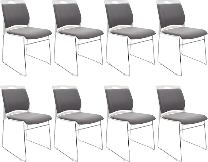 8 Pack Stackable Chairs - 1102LB Capacity Modern Reception Chairs for Home Office, Kitchen, Waiting & Multi-Purpose Rooms