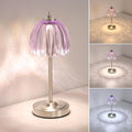 Tulip Table Lamp with 5200mAh Battery & Touch Control, Cordless Small Table Lamp with 3 Colors, Dimmable Rechargeable Table Lamps for Living Room, Bedroom, Desk, Bedside (Clear Purple Tulip)
