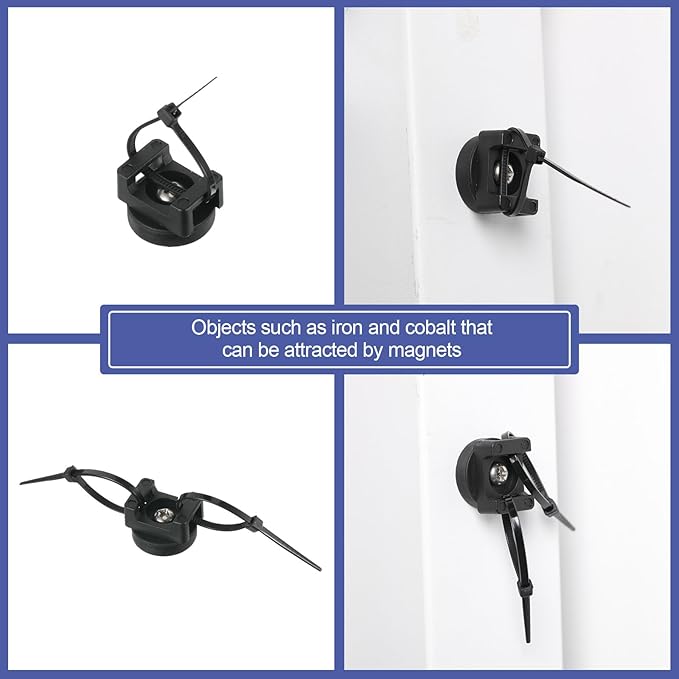 Yookeer 250 Pieces Magnetic Zip Tie Mount Multipurpose Cable Holder Magnets Magnetic Wire Management Bases with Heavy Duty Zip, Mount Nylon Cable Ties in Total (22 mm)
