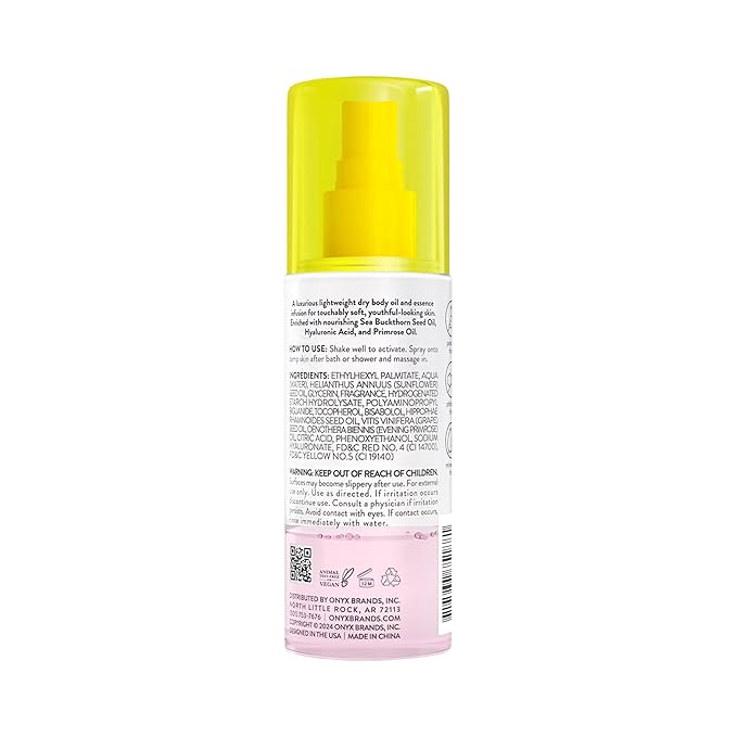 Onyx Professional Hydrating Dry Body Oil, Rose Petals, 3.7 fl oz, 2pk