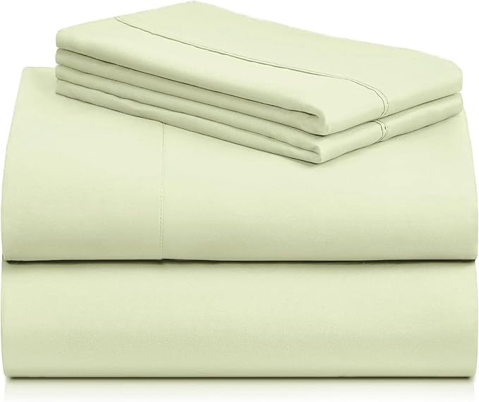 LuxClub 4 PC Sheet Set Bed Sheets Deep Pockets 16" Eco Friendly Wrinkle Free Cooling Machine Washable Hotel Bedding Silky Soft - Sage Green Full