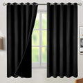 BGment Thermal Insulated 100% Blackout Curtains for Bedroom with Black Liner, Double Layer Full Room Darkening Noise Reducing Grommet Curtain (60 x 63 Inch, Black, 2 Panels)
