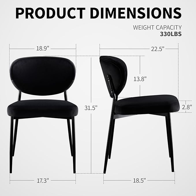 Black Dining Room Chairs Set of 6 Velvet 58D Memory Foam Upholstered Dining Chairs with Ergonomic Back & Swivel Leveling Feet Modern Armrest Kitchen Chairs for Restaurant/Dining Table/Vanity