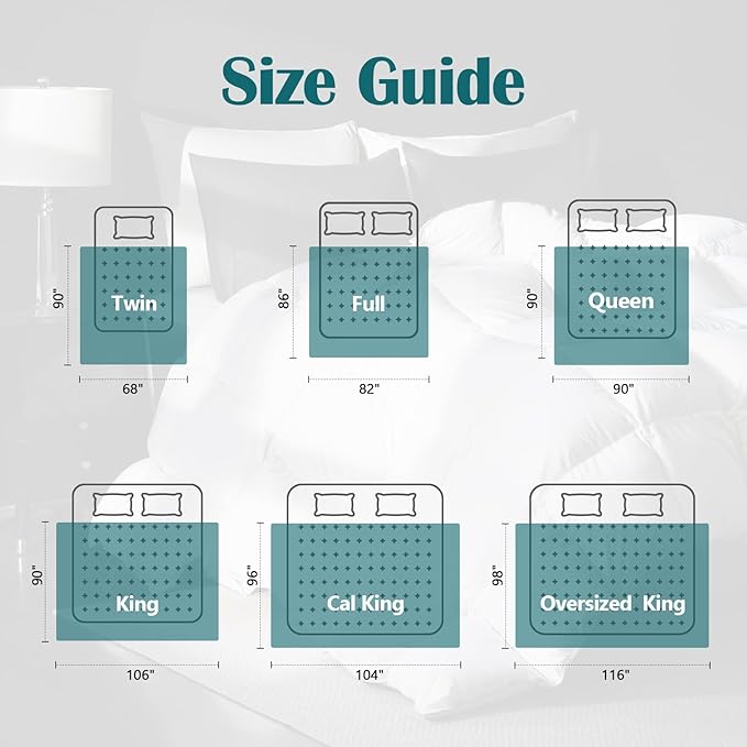 Goose Feather Down Fiber Comforter Queen Size, 100% Cotton Cover Ultra Soft Fluffy Duvet Insert Queen, All Season Luxurious Hotel Bedding Comforter, White 90"x90"