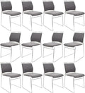 12 Pack Stacking Chairs - 1102LB Capacity Home Office Guest Chair Set With Sled Base, Modern Reception Chair for Kitchen, Waiting Room, Multi-Purpose Use, Break Room, Training, Cafeteria
