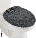 GORILLA GRIP Soft Chenille Bathroom Toilet Lid Cover, Machine Washable Seat Covers, 19.5x18.5, Stays in Place Rubber Backing, Fits Most Round, Elongated and Oblong Lids, Accessories Decor, Charcoal