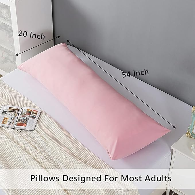 ELNIDO QUEEN Body Pillow with Pillowcase - Soft Long Bed Pillow for Adults - Breathable Full Body Pillow Insert for Sleeping, 20x54inches - Pink