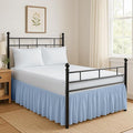 Ruffled Bed Skirt Split Corners with Platform, Tailored Fit Hotel Quality Wrinkle Free Ultra-Soft Microfiber Dust Ruffle, Upto 28 Inch Drop, Queen, Sky Blue