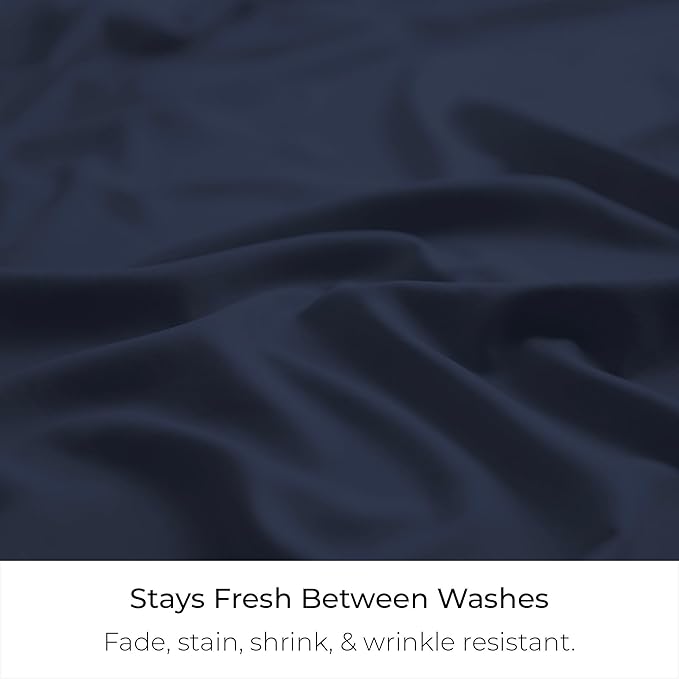 Mellanni Bed Skirt Cal King Size- Bed Skirting - 15-Inch Tailored Drop Pleated Dust Ruffle - Hotel Luxury Bedding - Wrinkle, Fade, Stain Resistant - 1 Bedskirt (Cal King, Navy Blue)
