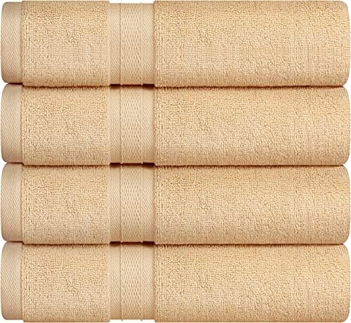 Towel and Linen Mart 4 Pieces Bath Towel Sets - Beige - Soft Feel Luxurious,Quick Dry, Extra Absorbent, 100% Ring Spun Cotton 600 GSM (27 x 54) by T+%26+L+Towel+and+Linen+Mart