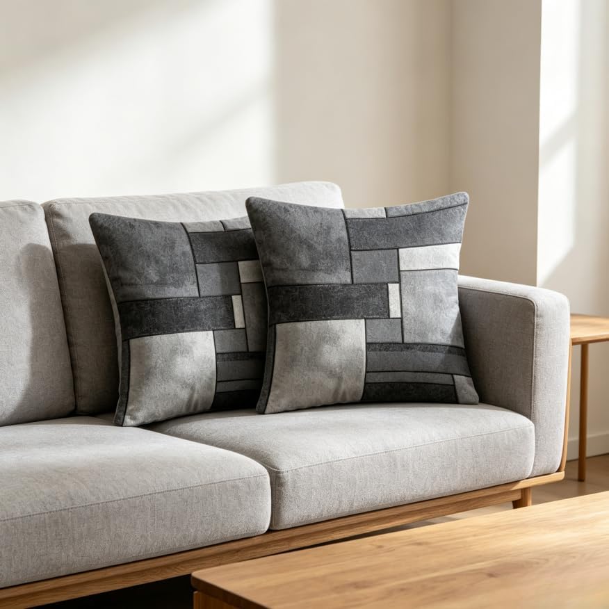 18x18 Inch Modern Grey Geometric Throw Pillow Covers Set of 2 - Image 7