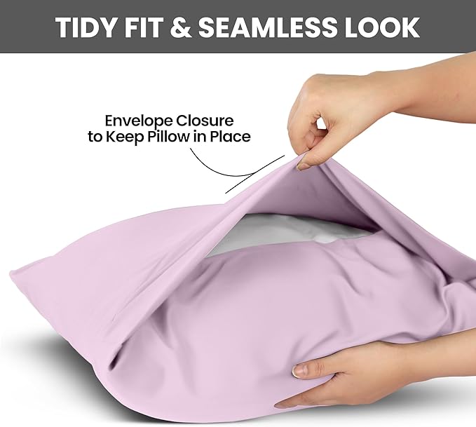 Pillow Covers by Utopia Bedding - King Size 2-Pack – Soft Brushed Microfiber – Perfect for Hospitals, Hotels, Guest Rooms – Oeko-TEX Certified, 20x40 Inches (Lavender)