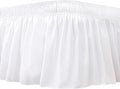 Biscaynebay Wrap Around Bed Skirts for King & Cal King Beds with Long Drop of 18", White Adjustable Elastic Dust Ruffles Easy Fit Wrinkle Resistant Silky Luxurious Fabric Machine Washable