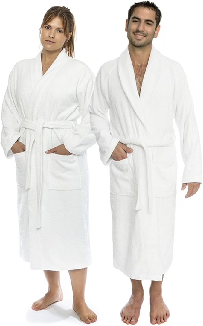 Classic Turkish Towels CTT Premium 100% Turkish Cotton Terry Cloth Bath Robe for Women & Men, Soft & Plush Long Unisex Robe