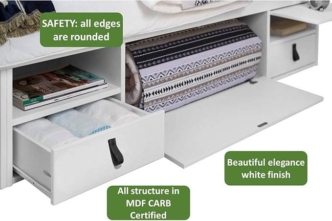 memomad Bali Storage Platform Bed with Drawers (King Size, Off White)