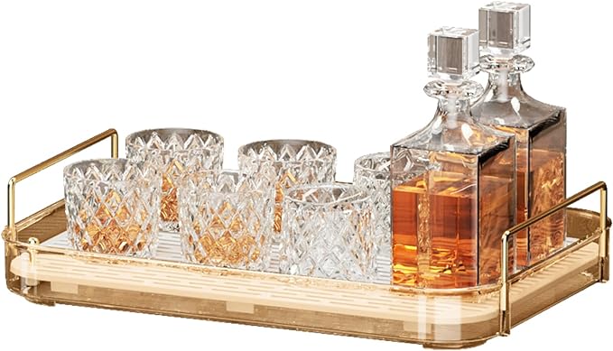 Seoneiro Whiskey Tray, Glass Cup Rack, Mug Holder, Coffee Cup Organizer, Bathroom Countertop with Drain Board Wine Glass Decorative Organizer, Food Tray, Kitchen Spice Rack