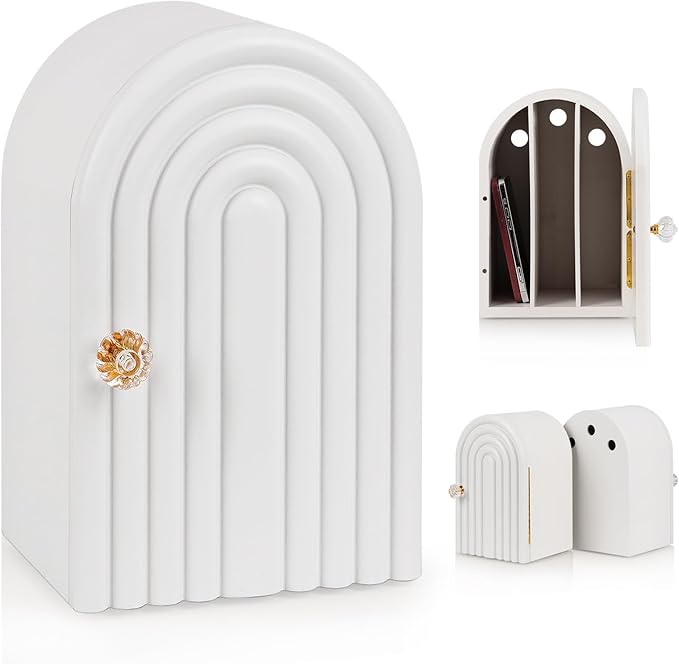 Phone Box for Family Time, Bamboo Cell Phone Jail, 3 Sections Hold 6 Phones, with Charging Holes, Phone Holder Self-discipline Box, Help Kids Adults Focus Back, Mobile Phone Addiction (White)