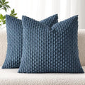 MIULEE Decorative Throw Pillow Covers 20x20 Blue Textured Corduroy by MIULEE
