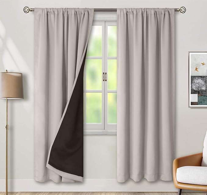BGment Cashmere Blackout Curtains for Bedroom, Full Room Darkening Thermal Insulated Soundproof Rod Pocket Window Curtains Drapes 72 Inch Length, 2 Panels, Each Panel 42 Inch Wide