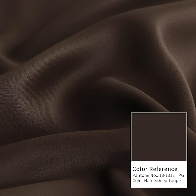 BGment Thermal Insulated 100% Blackout Curtains for Bedroom with Black Liner, Double Layer Full Room Darkening Noise Reducing Grommet Curtain (42 x 84 Inch, Brown, 2 Panels)