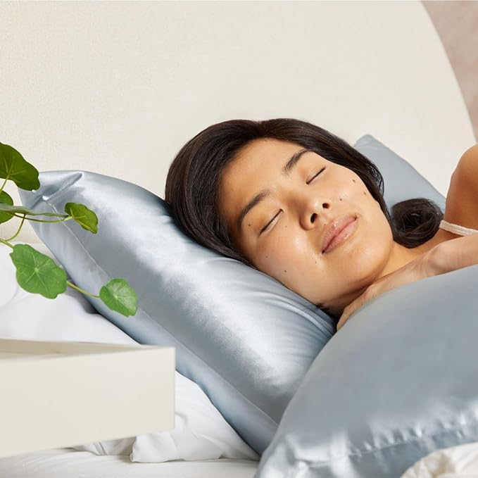 Kitsch Satin Pillowcase, Softer Than Silk Pillow Cases King, Cooling Pillow Covers, Satin Pillowcase with Zipper for Hair, Skin & Quality Sleep, Wrinkle-Free & Smooth, King Size 19"x36", Haze Blue