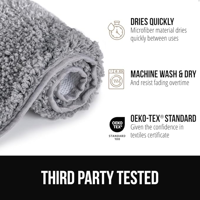 GORILLA GRIP Ultra Soft Plush Bathroom Rugs with Textured Rubber Backing, 40 x 24 Absorbent Quick Dry Bath Mat, Machine Washable Shower Mats, Home Décor Accessories Bathmat Rug Essentials, Beige