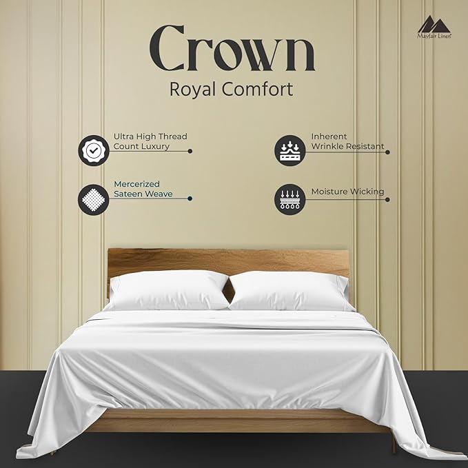 Mayfair Linen Standard Pillowcases Set of 2 - Luxury 2000 Series 100% Egyptian Cotton Standard/Queen Size Pillow Cases, Soft Cooling, Envelope Closure Hotel Quality Pillowcase (21 x 32, White)