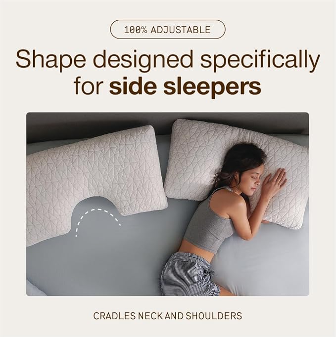 Coop Home Goods Original Cut-Out Adjustable Pillow, Queen Size Bed Pillows for Neck & Head Support, 18 x 28 “ Memory Foam Pillows - Medium Firm for Side Sleeper, CertiPUR-US/GREENGUARD Gold