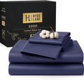 Hyde Lane Luxury 1000 Thread Count 100% Cotton Sheets | Very Soft & Thick - Fits Upto 20" Mattress | Sateen Weave Bed Sheets 18" Deep Pocket- 4 PC Sheet Set (Navy, California King)