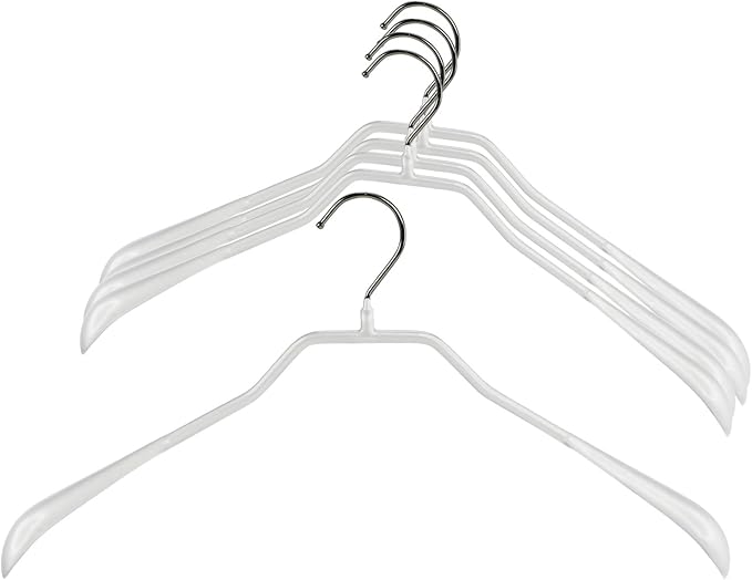 Mawa by Reston Lloyd BodyForm Series Non-Slip Space-Saving Clothes Hanger For Jackets, Suits & Coats, 16-1/2",Style 42/L, Set of 5, White