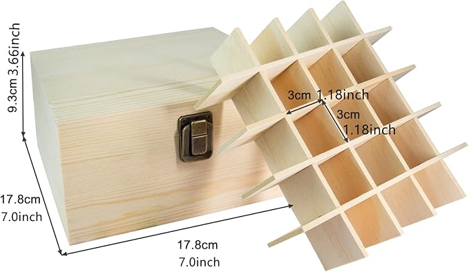 Essential Oil Storage Box Wooden Essential Oils Display Organizer Stand Holder for 15 ml Bottles Nail Polish Collection. 25 slots (Type A)