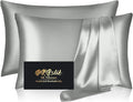 Silk Pillowcase 2 Pack, Mulberry Silk Pillow Cases Queen Size Set of 2, Anti Acne Silk Pillowcase for Hair and Skin, Natural Silk Satin Pillowcases for Sleeping Women 2 Pack with Zipper, Silver Grey