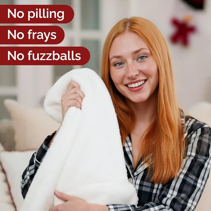 Christmas Sherpa Blanket Throw Size - Reversible Sherpa Fleece Blanket - Super Soft Double Sided Throw for Bed, Sofa, Couch - Thick, Warm, Soft & Plush - Cozy Xmas Winter Bedding - Candy Cane, 50x60