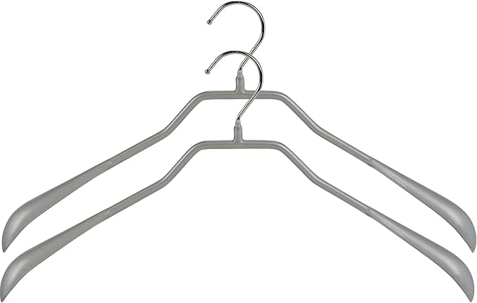 Mawa by Reston Lloyd BodyForm Series Non-Slip Space-Saving Clothes Hanger for Jackets, Suits and Coats, 16-1/2", Style 42/L, Silver, Set of 2
