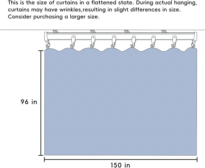 Room Divider Curtains Total Blackout Privacy Curtain Panel Room Thermal Insulated Noise Reduction Curtains for Bedroom Window Living Room Ceiling Track Curtain W 12.5 ft × H 8ft Azure Blue