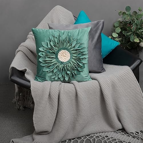 OiseauVoler Handmade 3D Sunflower Throw Pillow Covers 18x18 Inch Green - Image 7