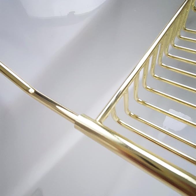 Stainless Steel Expandable Shower Bathtub Tray Over Tub Bath Caddy Expandable Bath Caddy for The Elegant Tub Chrome Polished (Gold)