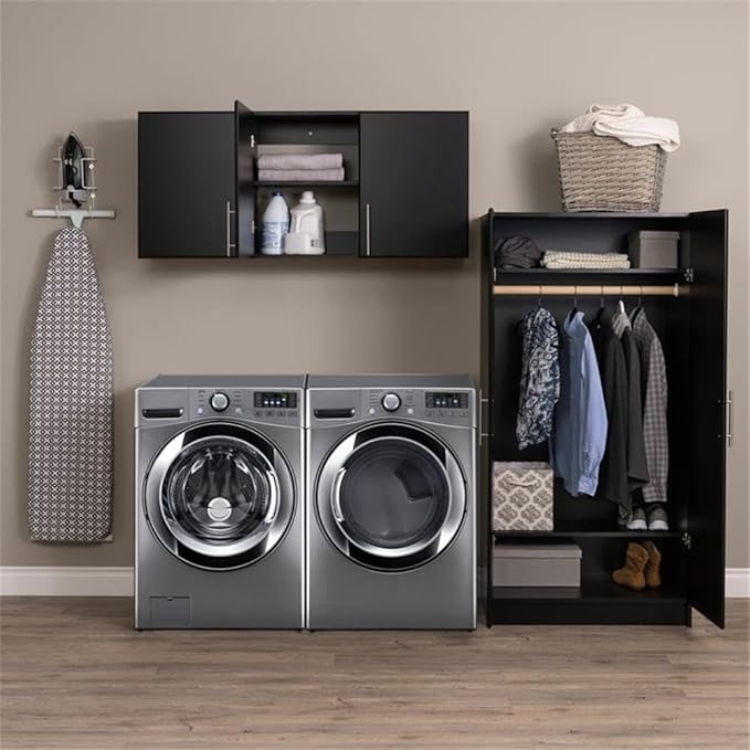 Pemberly Row 32" Contemporary Wardrobe Cabinet in Black