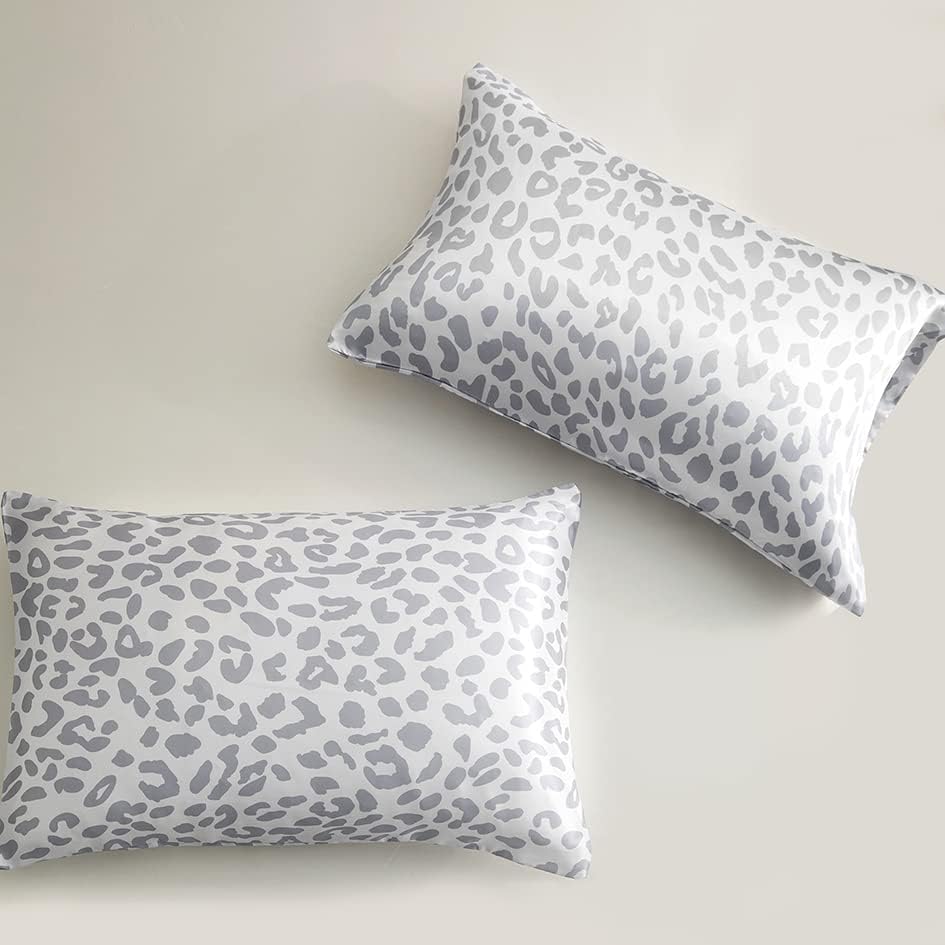 Grey Leopard Printed Pillow Cases, Queen Cheetah Satin Pillowcase - Image 5